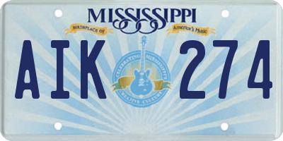 MS license plate AIK274