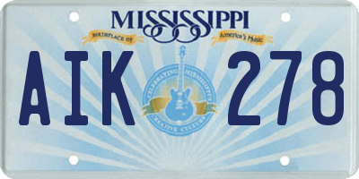 MS license plate AIK278