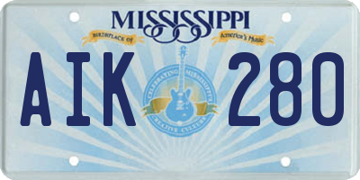 MS license plate AIK280