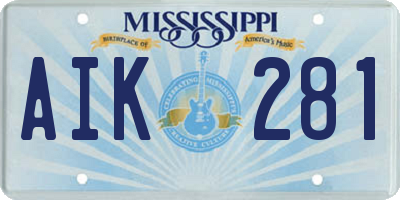 MS license plate AIK281