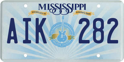 MS license plate AIK282