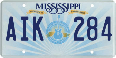 MS license plate AIK284