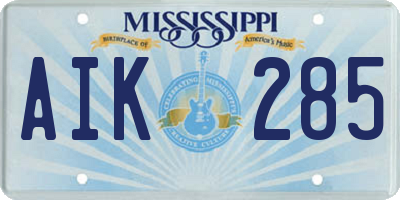 MS license plate AIK285
