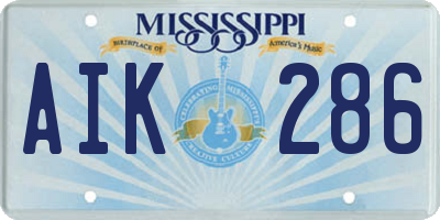 MS license plate AIK286