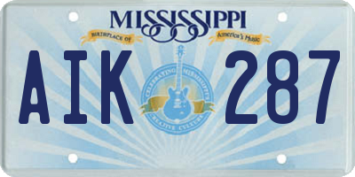 MS license plate AIK287