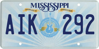 MS license plate AIK292
