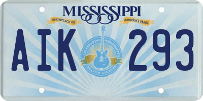 MS license plate AIK293