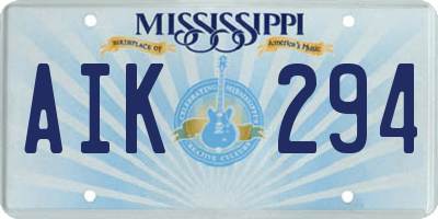MS license plate AIK294