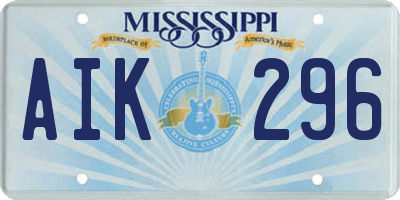 MS license plate AIK296