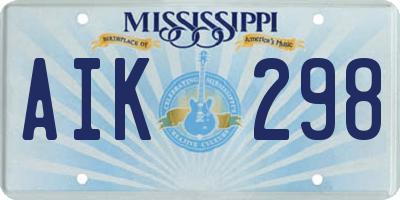 MS license plate AIK298