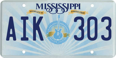MS license plate AIK303