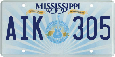 MS license plate AIK305