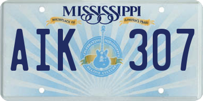 MS license plate AIK307