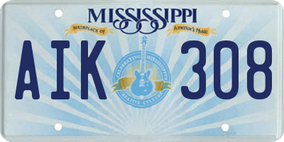 MS license plate AIK308