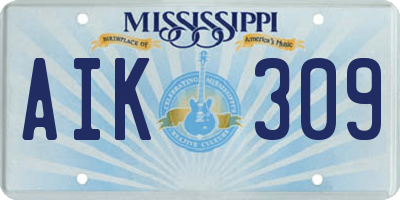 MS license plate AIK309