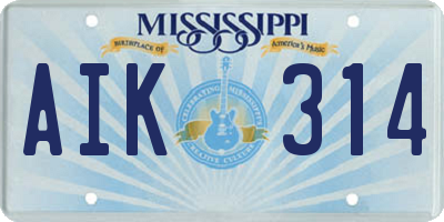 MS license plate AIK314