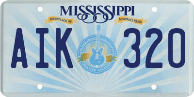 MS license plate AIK320