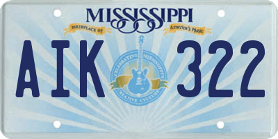 MS license plate AIK322