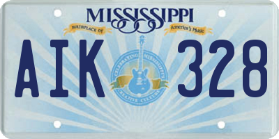 MS license plate AIK328