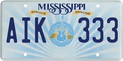 MS license plate AIK333