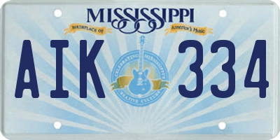 MS license plate AIK334
