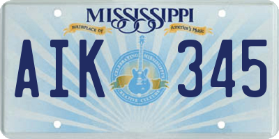 MS license plate AIK345