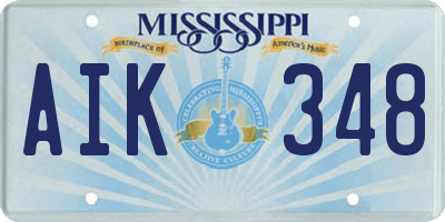 MS license plate AIK348