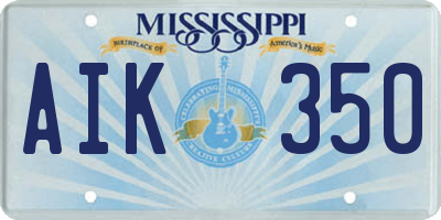 MS license plate AIK350
