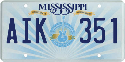 MS license plate AIK351
