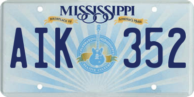 MS license plate AIK352