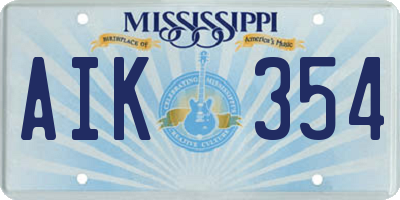 MS license plate AIK354