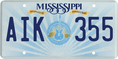 MS license plate AIK355