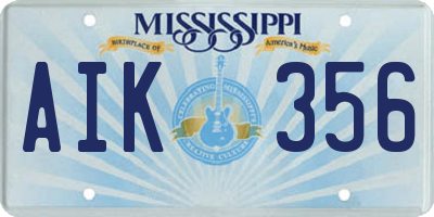 MS license plate AIK356