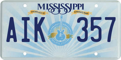 MS license plate AIK357