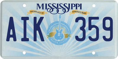 MS license plate AIK359