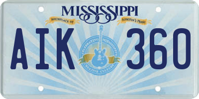 MS license plate AIK360
