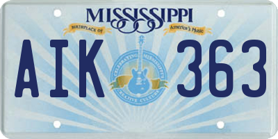 MS license plate AIK363