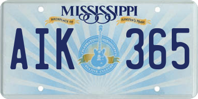 MS license plate AIK365