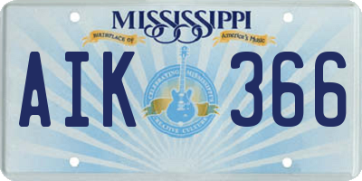 MS license plate AIK366