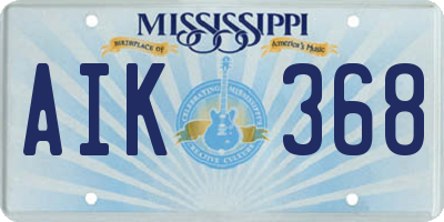 MS license plate AIK368