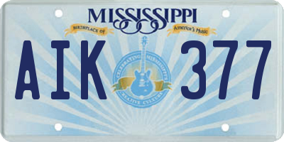 MS license plate AIK377