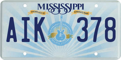 MS license plate AIK378
