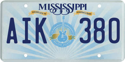 MS license plate AIK380