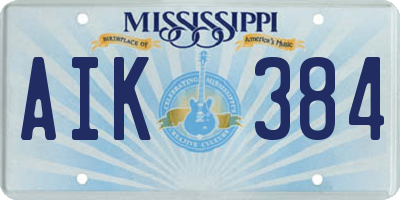 MS license plate AIK384