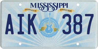 MS license plate AIK387