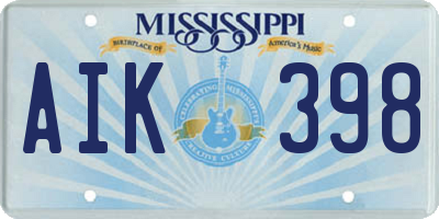MS license plate AIK398