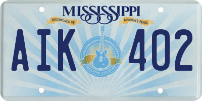 MS license plate AIK402