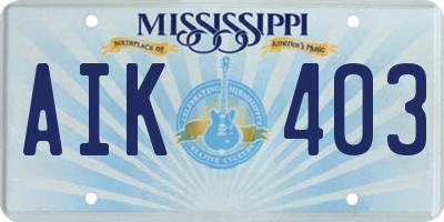 MS license plate AIK403