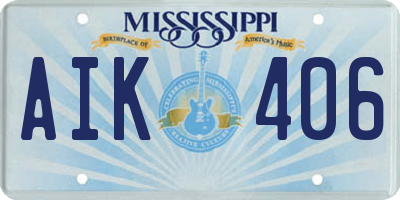 MS license plate AIK406