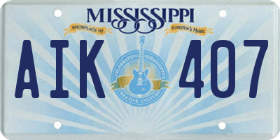 MS license plate AIK407
